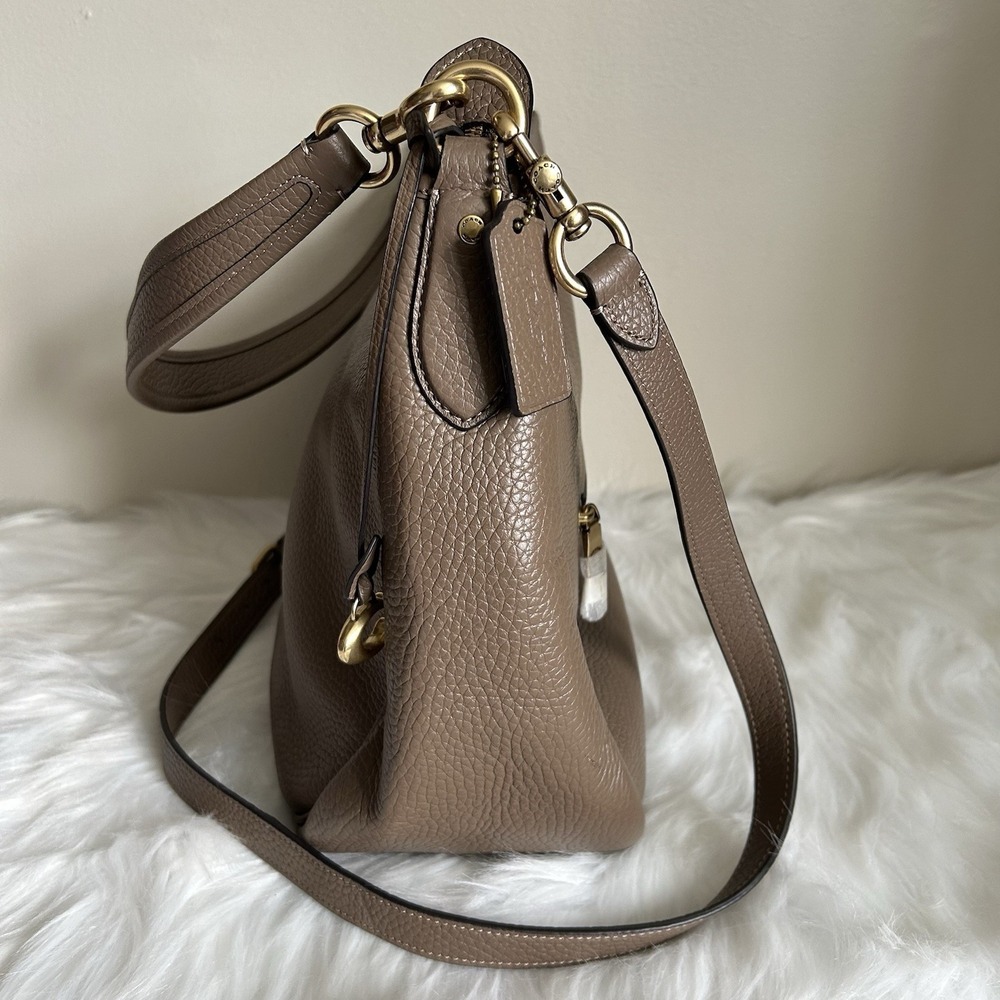 Coach Cary Shoulder Bag Darkstone Pebble Leather Hobo Crossbody C0638 - Picture 3 of 12